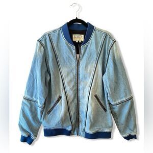 Sandrine Rose x Free People denim zip bomber jacket NWT S $330
